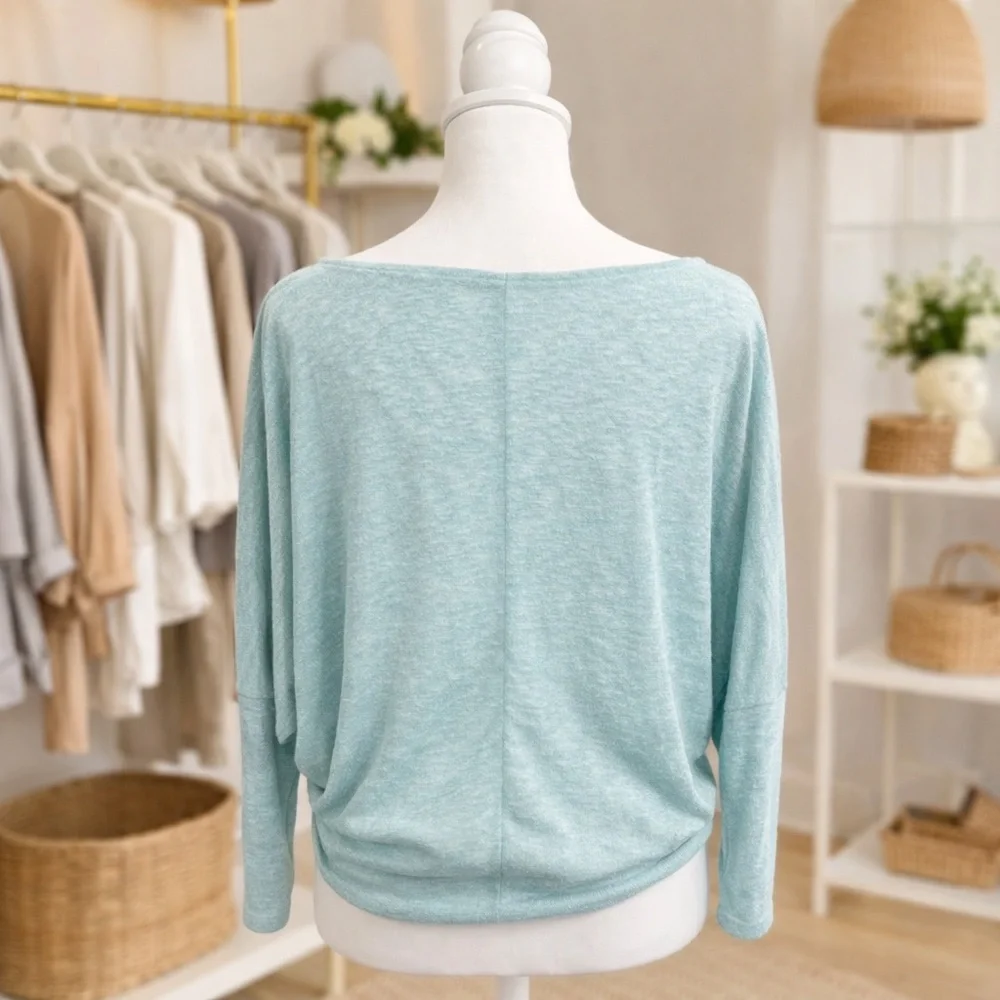 White Birch Dolman Sleeve Sweater Small Heathered Mint Lightweight